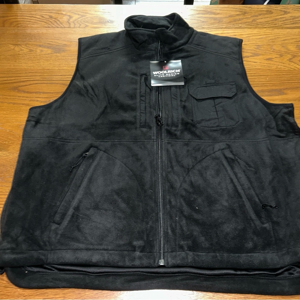 NWT Woolrich Elite CCW Fleece Tactical Vest XL Full Zip,‎ Side Zip  Black 44422